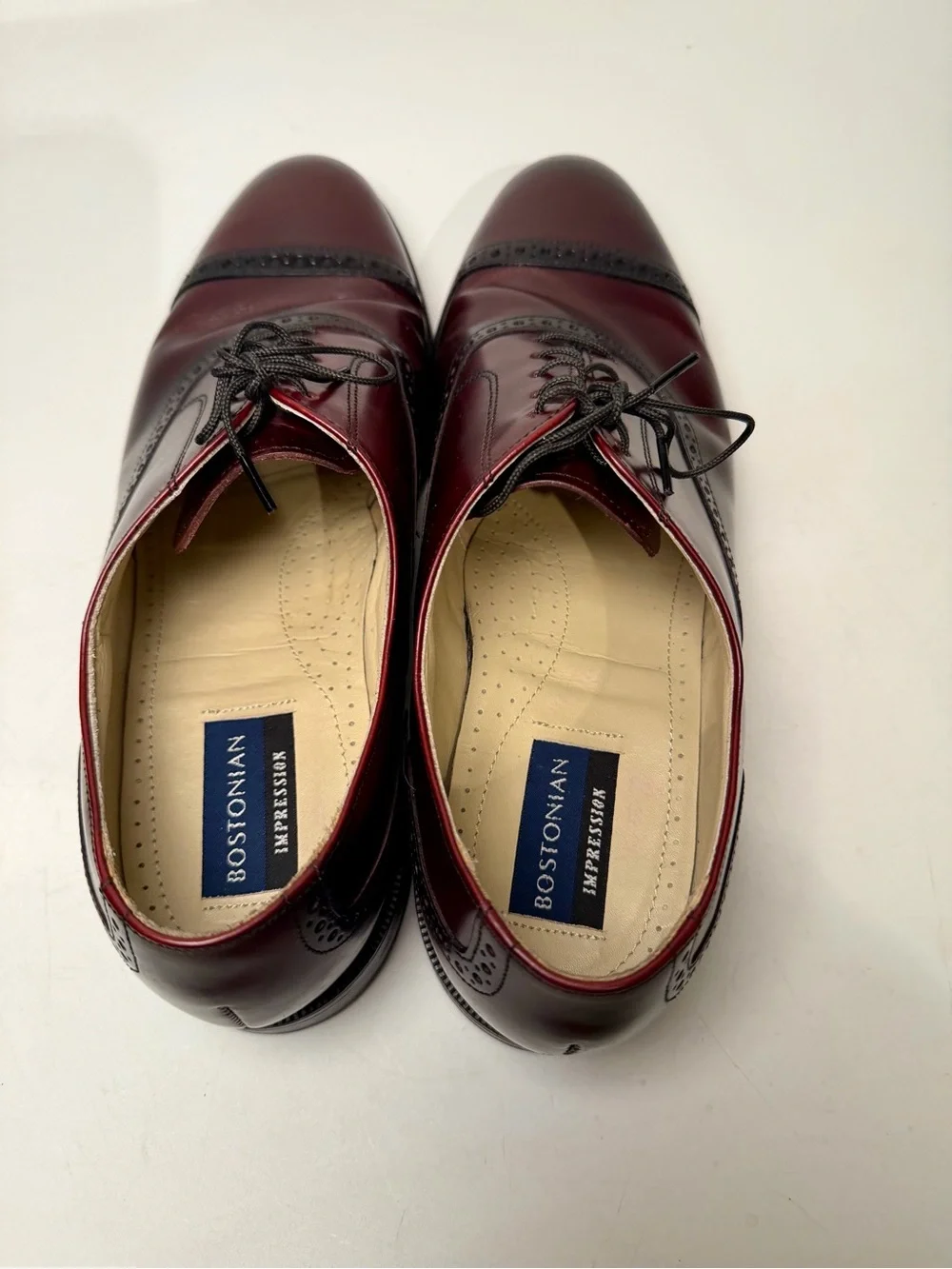 USA Bostonian Classics Burgundy Leather Cap Toe Oxford Dress Shoes, Size 10 D